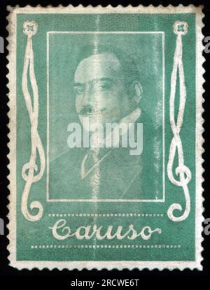 Caruso, Enrico, 27.2.1873 - 2,8.1921, cantante (tenore) italiano, francobollo, INTORNO AL 1910, ULTERIORI-DIRITTI-CLEARANCE-INFO-NON-DISPONIBILE Foto Stock