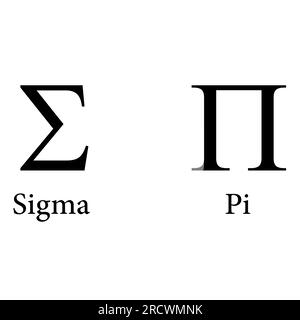 Simbolo Sigma e pi. Somma e notazione del prodotto. Alfabeto greco Illustrazione Vettoriale