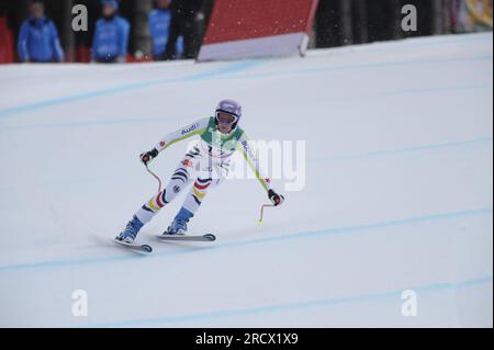 Maria RIESCH Aktion Abfahrt der Damen 13.2.2011 Ski Alpin Weltmeisterschaft vom 7.-20.2. 2011 a Garmisch - Partenkirchen Partenkirchen Foto Stock