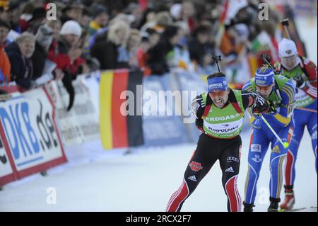 Michael GREIS Aktion Biathlon 10 km Verfolgung der Herren 16.1.2011 Foto Stock