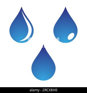 Raccolta di gocce d'acqua su sfondo bianco. Pittogramma, illustrazione della serie di icone. Utile per la progettazione di siti Web, banner, supporti di stampa, app per dispositivi mobili e social media. Foto Stock