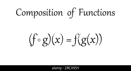 Composizione di due funzioni in matematica. Illustrazione vettoriale scientifica isolata su sfondo bianco. Illustrazione Vettoriale