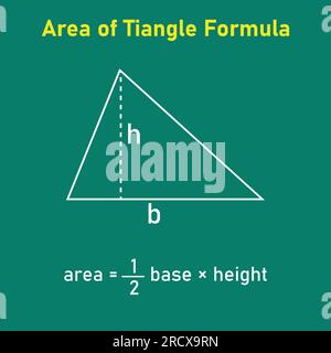 Area della formula triangolare in matematica. Illustrazione vettoriale isolata su sfondo bianco. Illustrazione Vettoriale