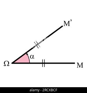 Rotazione del punto intorno all'origine in matematica. Illustrazione vettoriale isolata su sfondo bianco. Illustrazione Vettoriale