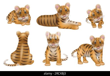 Tigre. Aggressiva pericolosa natura selvaggia tigri arancione grande gatto buono zoo vettoriale simboli realistici Illustrazione Vettoriale