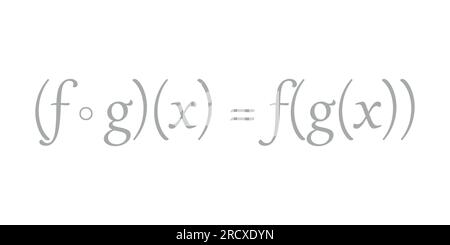 Composizione di due funzioni in matematica. Illustrazione vettoriale scientifica isolata su sfondo bianco. Illustrazione Vettoriale