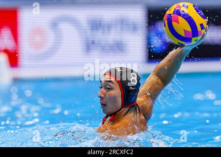 Fukuoka, Giappone. 17 luglio 2023. FUKUOKA, GIAPPONE - 17 LUGLIO: Mitsuru Takata del Giappone durante il World Aquatics Championships 2023 Men's Waterpolo match tra Ungheria e Giappone il 17 luglio 2023 a Fukuoka, Giappone (foto di Albert Ten Hove/Orange Pictures) credito: Orange Pics BV/Alamy Live News Foto Stock