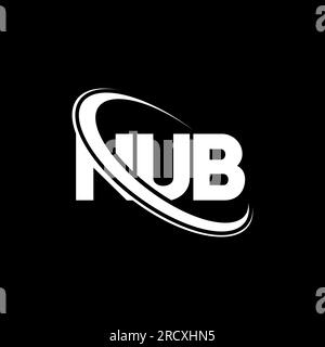 Logo NUB. NUB Letter. Logo NUB Letter. Iniziali logo NUB collegato con cerchio e logo monogramma maiuscolo. Tipografia NUB per tecnologia, affari Illustrazione Vettoriale