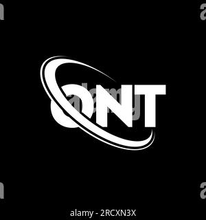 Logo ONT. Lettera ONT. Logo ONT Letter. Logo ONT con logo circolare e monogramma maiuscolo. Tipografia ONT per la tecnologia e le attività commerciali Illustrazione Vettoriale