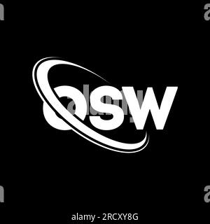 Logo OSW. Lettera OSW. Logo OSW Letter. Logo OSW iniziali associato a un cerchio e un monogramma maiuscolo. Tipografia OSW per la tecnologia, le aziende Illustrazione Vettoriale