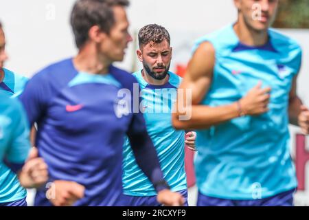 Zell am SEE, Austria. 17 luglio 2023. Calcio: 2° Bundesliga, Hertha BSC training camp, Hertha's Marco Richter durante la sessione di corsa. Crediti: Tim Rehbein/dpa/Alamy Live News Foto Stock