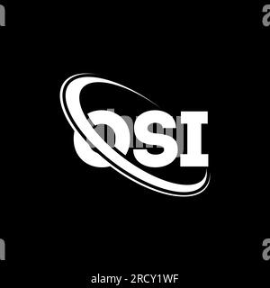Logo OSI. Lettera OSI. Logo OSI Letter. Iniziali logo OSI collegato con cerchio e logo monogramma maiuscolo. Tipografia OSI per tecnologia, attività commerciali Illustrazione Vettoriale