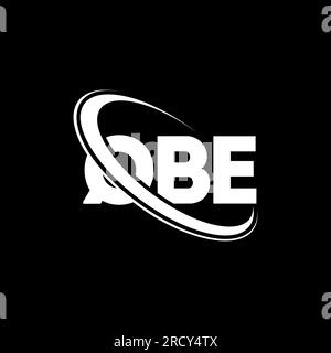 Logo QBE. Lettera QBE. Logo QBE Letter. Logo QBE iniziali associato a un cerchio e un monogramma maiuscolo. Tipografia QBE per tecnologia, attività commerciali Illustrazione Vettoriale