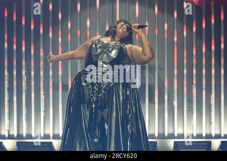 Lizzo durante la partita della Coppa del mondo femminile FIFA 2023 tra Inghilterra e Danimarca femminile all'Allianz Stadium di Sydney, Australia, il 28 luglio 2023. Foto di Richard Nicholson. Solo per uso editoriale, licenza necessaria per uso commerciale. Nessun utilizzo in scommesse, giochi o pubblicazioni di un singolo club/campionato/giocatore. Foto Stock