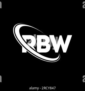 Logo RBW. Lettera RBW. Logo RBW Letter. Logo RBW iniziali associato a un cerchio e un monogramma maiuscolo. Tipografia RBW per tecnologia, attività commerciali Illustrazione Vettoriale