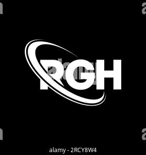 Logo RGH. Lettera RGH. Logo RGH Letter. Iniziali logo RGH associato a un logo con cerchio e monogramma maiuscolo. Tipografia RGH per tecnologia, attività commerciali Illustrazione Vettoriale