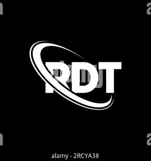 Logo RDT. Lettera RDT. Logo RDT Letter. Logo RDT iniziali associato a un cerchio e un monogramma maiuscolo. Tipografia RDT per tecnologia, attività commerciali Illustrazione Vettoriale