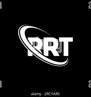 Logo RRT. Lettera RRT. Logo RRT Letter. Iniziali logo RRT associato a un logo con cerchio e monogramma maiuscolo. Tipografia RRT per tecnologia, attività commerciali Illustrazione Vettoriale