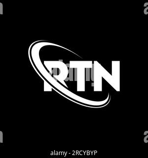 Logo RTN. Lettera RTN. Logo RTN Letter. Iniziali logo RTN associato a un logo con cerchio e monogramma maiuscolo. Tipografia RTN per tecnologia, attività commerciali Illustrazione Vettoriale