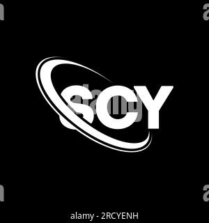Logo SCY. Lettera SCY. Logo SCY Letter. Iniziali logo SCY associato a un logo con cerchio e monogramma maiuscolo. Tipografia SCY per tecnologia, attività commerciali Illustrazione Vettoriale