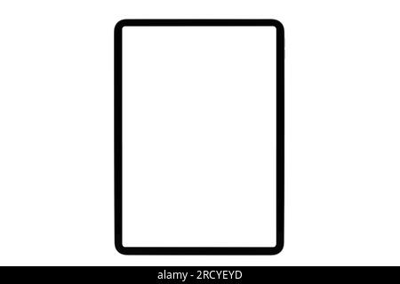 Moderno Mockup tablet digitale con schermo bianco isolato su sfondo bianco basato su uno studio di registrazione di alta qualità Connect, Data, Digital display Foto Stock