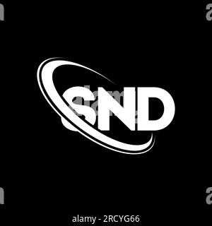 Logo SND. Lettera SND. Logo SND Letter. Logo SND iniziali associato a un logo circolare e un monogramma maiuscolo. Tipografia SND per la tecnologia, le aziende Illustrazione Vettoriale