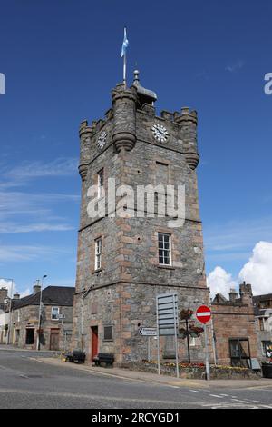 Dufftown Clock Tower / Town House Dufftown Moray Scozia luglio 2023 Foto Stock