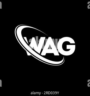 Logo WAG. Lettera WAG. Logo WAG Letter. Iniziali logo WAG associato a un cerchio e un monogramma maiuscolo. Tipografia WAG per tecnologia, affari Illustrazione Vettoriale