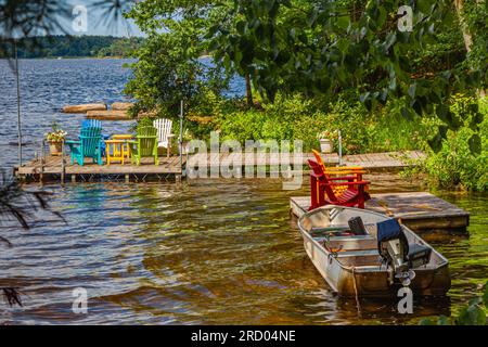 Vista sul lago Sparrow nel distretto di Muskoka, Ontario, Canada Foto Stock