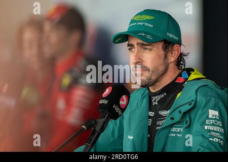 Silverstone, Regno Unito - venerdì 7 luglio 2023 - FORMULA 1 ARAMCO GRAN PREMIO DI GRAN BRETAGNA 2023 - Fernando Alonso (Spagna) - Aston Martin Aramco Cognizant F1 Team Foto Stock