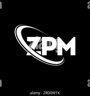 Logo ZPM. Lettera ZPM. Logo ZPM Letter. Iniziali logo ZPM collegato con cerchio e logo monogramma maiuscolo. Tipografia ZPM per tecnologia, affari Illustrazione Vettoriale