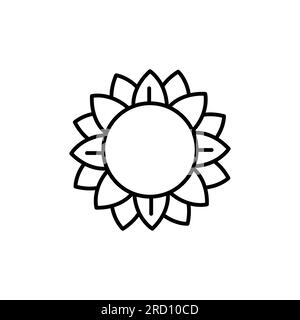 Icona di contorno vettoriale a linea sottile di un girasole su sfondo bianco isolato con tratto modificabile Illustrazione Vettoriale