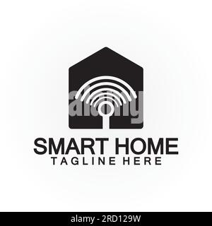 Smart Home Tech SIGNAL wifi wireless Logo modello di design vettoriale Illustrazione Vettoriale