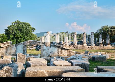 Mugla, Turchia - 16 luglio 2023: Rovine del Tempio della dea Ecate nell'antica città di Lagina Foto Stock