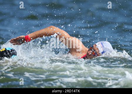 Fukuoka, Giappone. 16 luglio 2023. Kaiki Furuhata (JPN) nuoto: Campionati mondiali di nuoto acquatico Fukuoka 2023 Open Water Swimming Men's 10km al Seaside Momochi Beach Park a Fukuoka, Giappone . Crediti: YUTAKA/AFLO SPORT/Alamy Live News Foto Stock