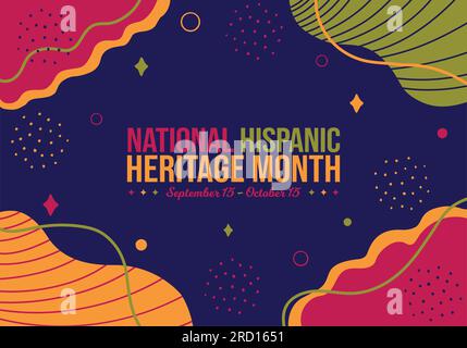 Sfondo del concetto del National Hispanic Heritage Month Memphis. Dal 15 settembre al 15 ottobre celebrazione della consapevolezza. Illustrazione vettore banner orizzontale. Illustrazione Vettoriale