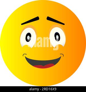 Faccia sorridente gialla per il tuo design. Illustrazione del concetto di scheda sorriso felice. Сharacter per la progettazione di schede o Web. Elemento grafico per sfondo Illustrazione Vettoriale