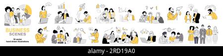 Serie di illustrazioni vettoriali della scena aziendale Illustrazione Vettoriale