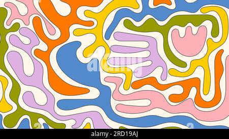 Forme organiche astratte disegnate a mano su sfondo beige. Stampa contemporanea collage colorata. Sfondo vettoriale di doodle infantile. Alla moda Illustrazione Vettoriale