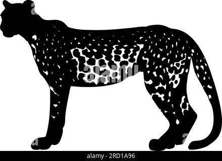 Silhouette leopardata isolata su sfondo bianco. Illustrazione vettoriale Illustrazione Vettoriale