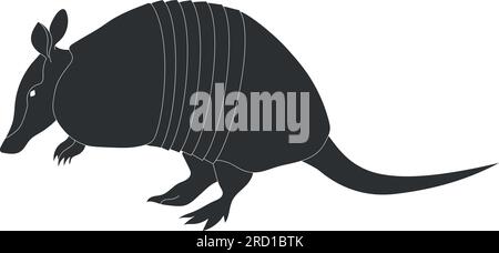 Silhouette Armadillo isolata su sfondo bianco. Illustrazione vettoriale Illustrazione Vettoriale