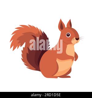 Scoiattolo Happy del cartone animato isolato su sfondo bianco Illustrazione Vettoriale