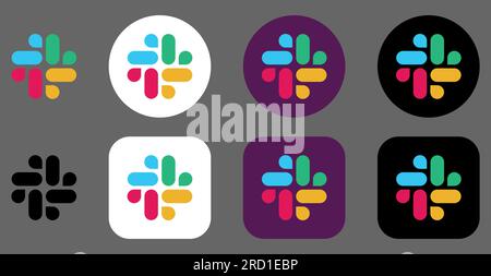 Collezione di icone Slack. Loghi vettoriali editoriali Illustrazione Vettoriale