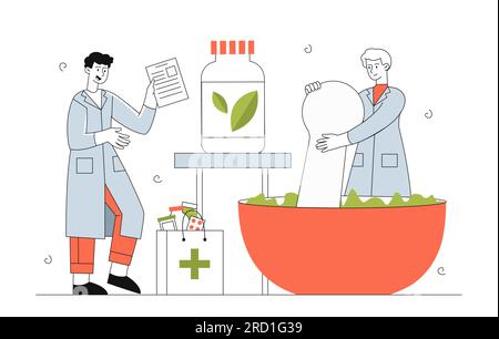 Concetto di linea di medicina naturale Illustrazione Vettoriale