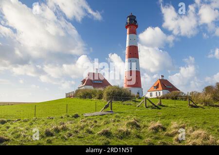 Geografia / viaggi, Germania, Schleswig-Holstein, Westerhever, faro di Westerheversand, ULTERIORI-DIRITTI-CLEARANCE-INFO-NON-DISPONIBILI Foto Stock