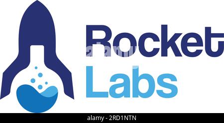 Design minimalista con logo Rocket Labs Beaker Glass Illustrazione Vettoriale