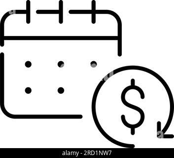 Pagamenti cash back mensili o settimanali. Calendario con simbolo di ricompensa in dollari. Pixel Perfect, tratto modificabile Illustrazione Vettoriale