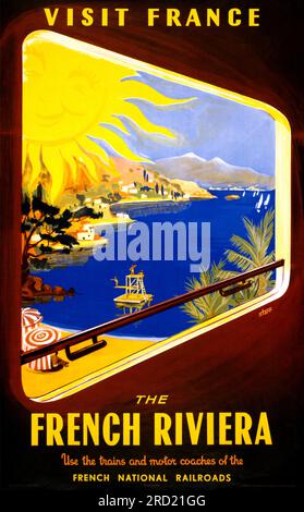 Visita la Francia. La Costa Azzurra di David Starr (date sconosciute). Poster pubblicato nel 1952. Foto Stock