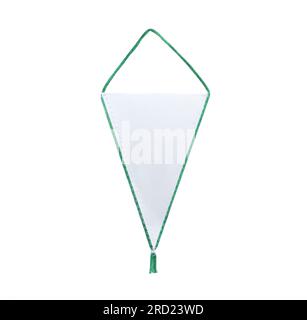 Pennant bianchi con bordo verde per stampe isolate su sfondo bianco Foto Stock