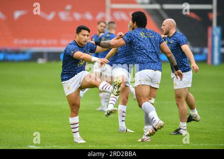 Huddersfield, Inghilterra - 14 luglio 2023 - Mason Lino di Wakefield Trinity. Betfred Super League , Huddersfield Giants vs Wakefield Trinity at John Smith's Stadium, Huddersfield, UK Foto Stock